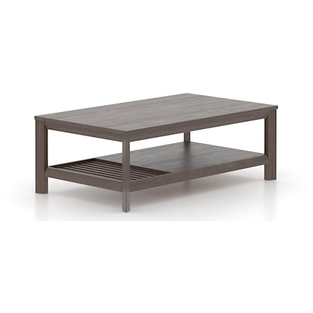 Transitional Fusion Rectangular Coffee Table with Lower Shelf