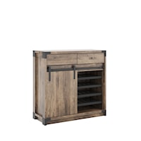 Industrial Sliding Door Buffet with Wine Bottle Storage