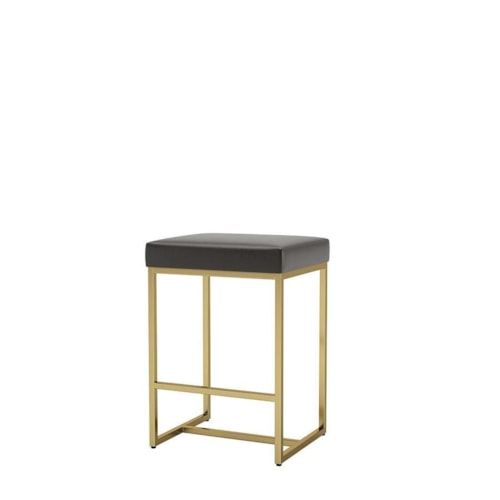 Contemporary Upholstered Counter Stool with Gold Metal Legs