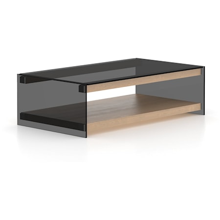 Contemporary Fiction Rectangular Coffee Table with Smoked Glass Top