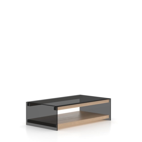 Contemporary Fiction Rectangular Coffee Table with Smoked Glass Top