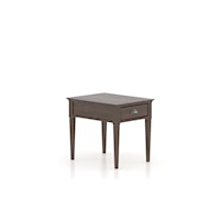 Transitional Littoral Rectangular End Table with Single Drawer