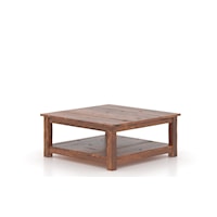 Farmhouse Charm Square Coffee Table with Lower Shelf