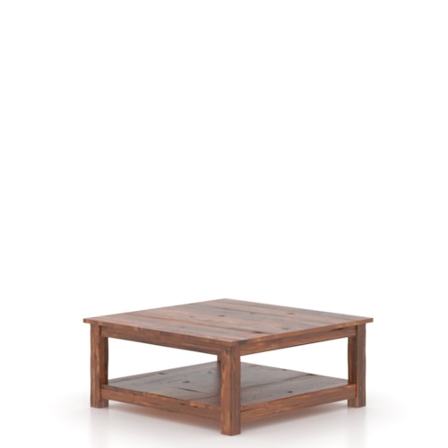 Farmhouse Charm Square Coffee Table with Lower Shelf