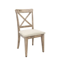 Industrial Dining Side Chair with Upholstered Seat