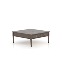Transitional Littoral Square Coffee Table with Two Drawers