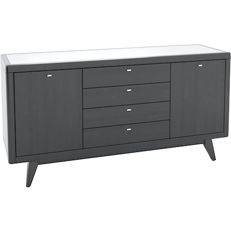 Contemporary 60" Two-Tone Storage Buffet with Frosted Glass Top