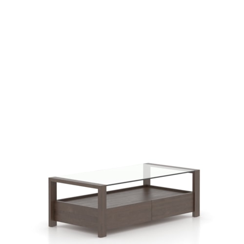 Transitional Era Rectangular Glass Top Coffee Table with Lower Shelf