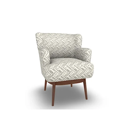Swivel Barrel Chair with Wood Base