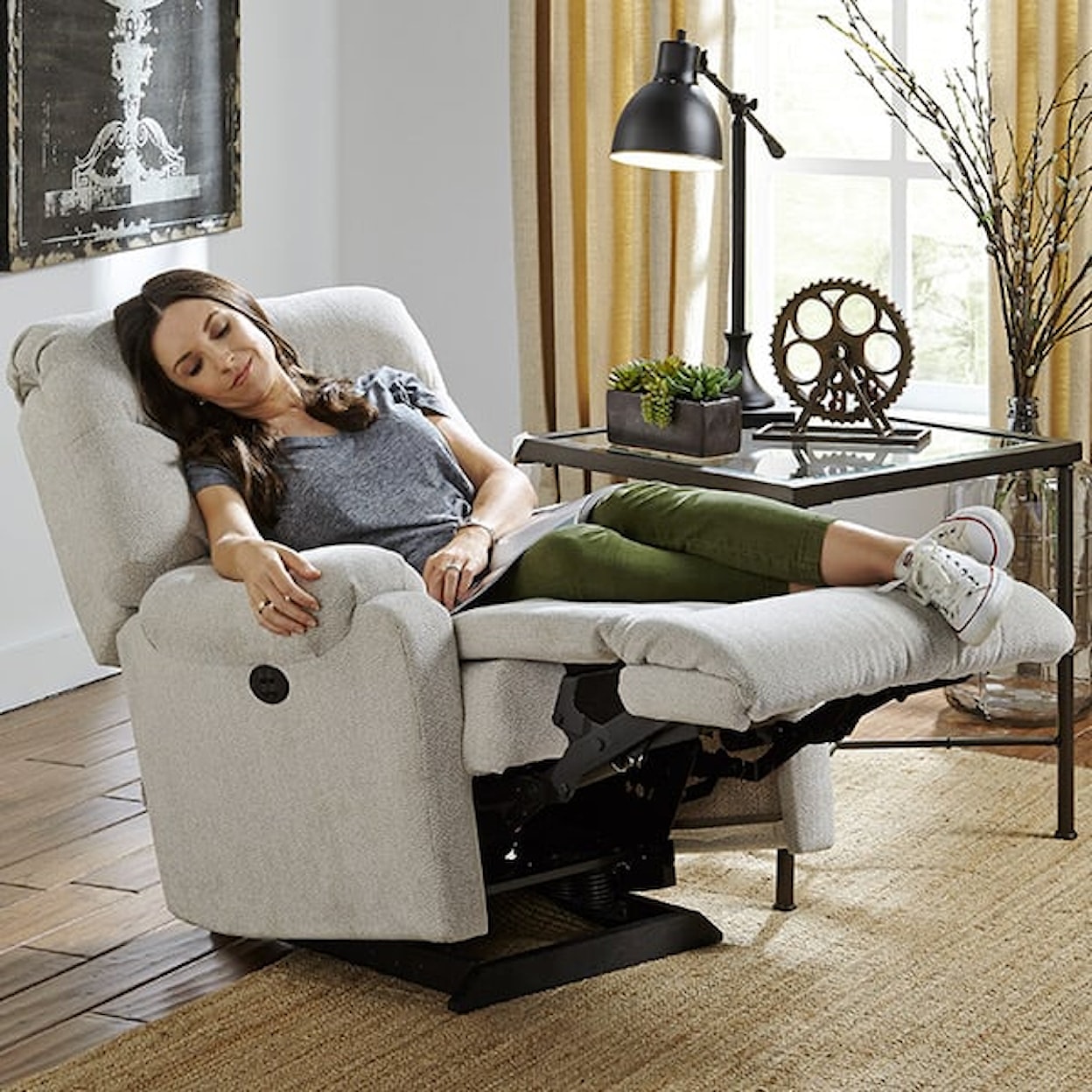 Best Home Furnishings Petite Recliners Power Headrest Rocking Recliner