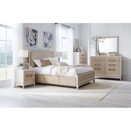 Queen Upholstered Panel Storage Bed