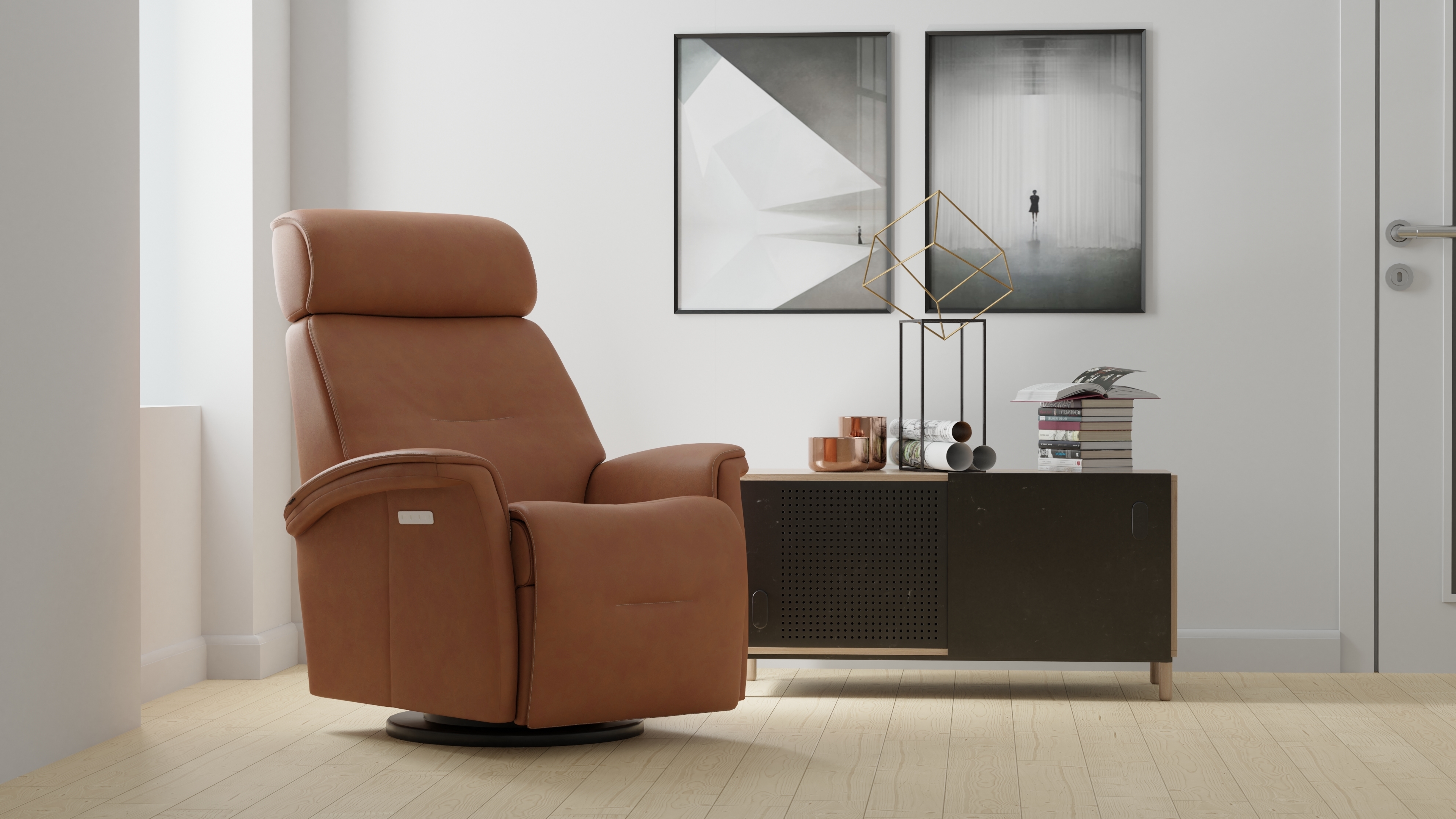 Rome Large Power Headrest Swivel Recliner