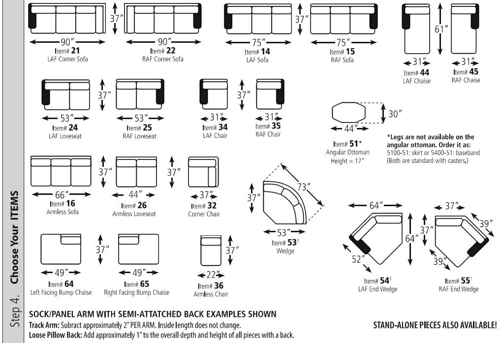 Smith Brothers Build Your Own 5000 Series Marlo Customizable Sectional