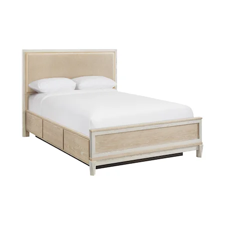 Queen Upholstered Panel Storage Bed