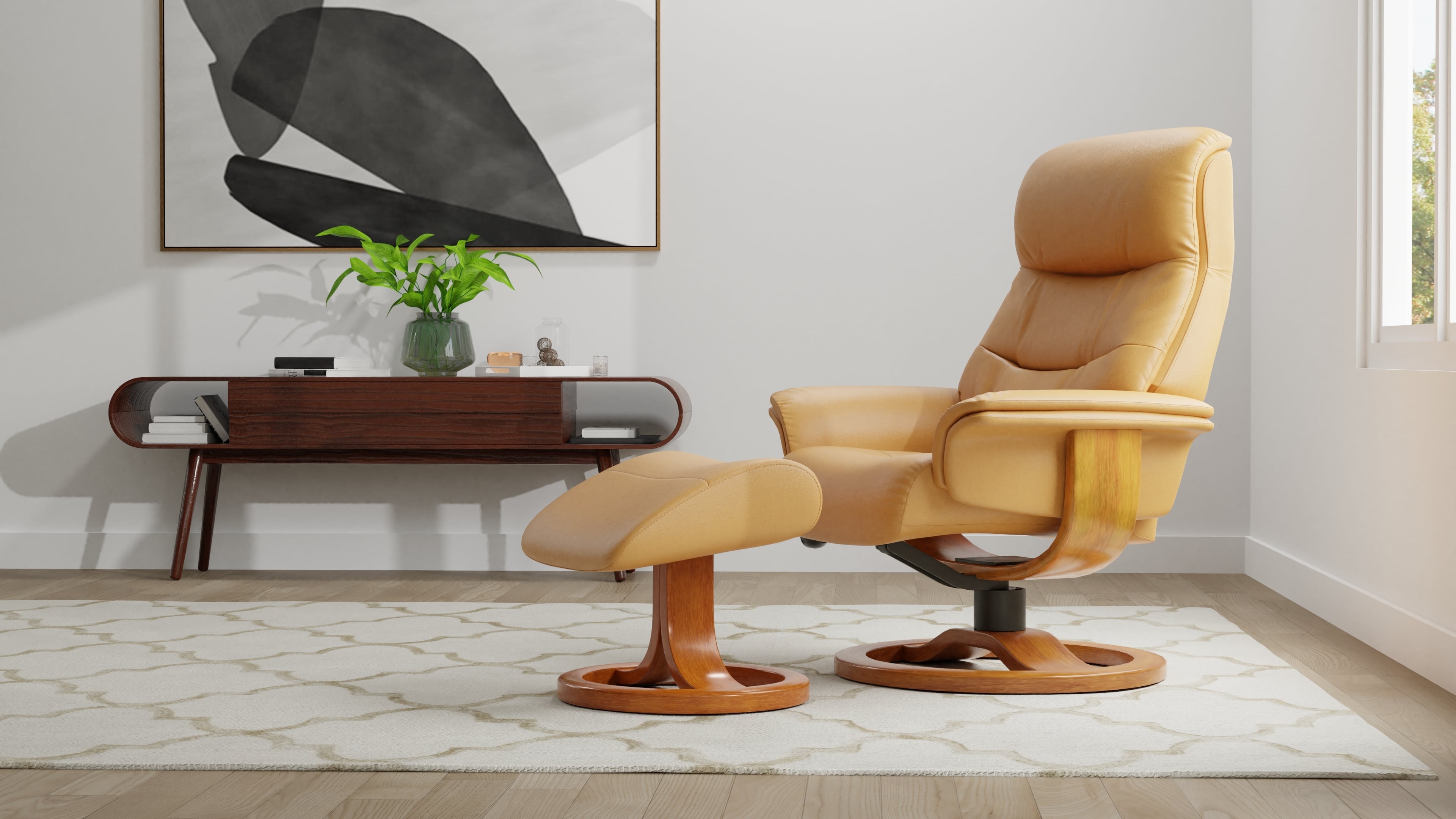 Fjords by Hjellegjerde Classic Comfort Collection Small Swivel Chair+Ottoman