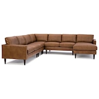Leather Sectional with Chaise and Built-in USB Charger