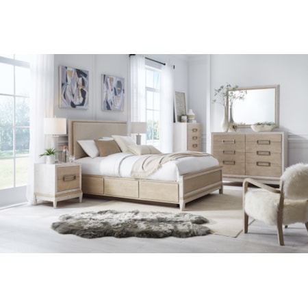 King Upholstered Panel Storage Bed