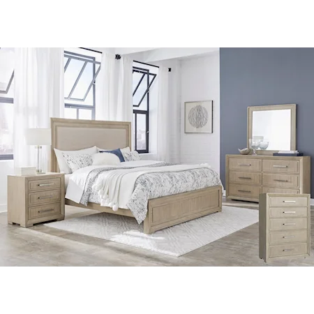 7-PC Bedroom Group with 3-PC Queen Bed, Dresser, Mirror, Chest  and Nightstand