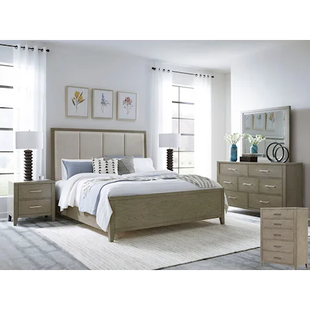 Queen Panel Bed, Dresser, Mirror, Chest and 2 Nightstands