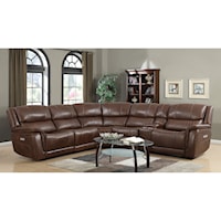6 PC Power Recliner Sectional in Chestnut Brown