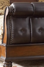 Upholstered Sleigh Bed with Tuft and Nailhead Detailing