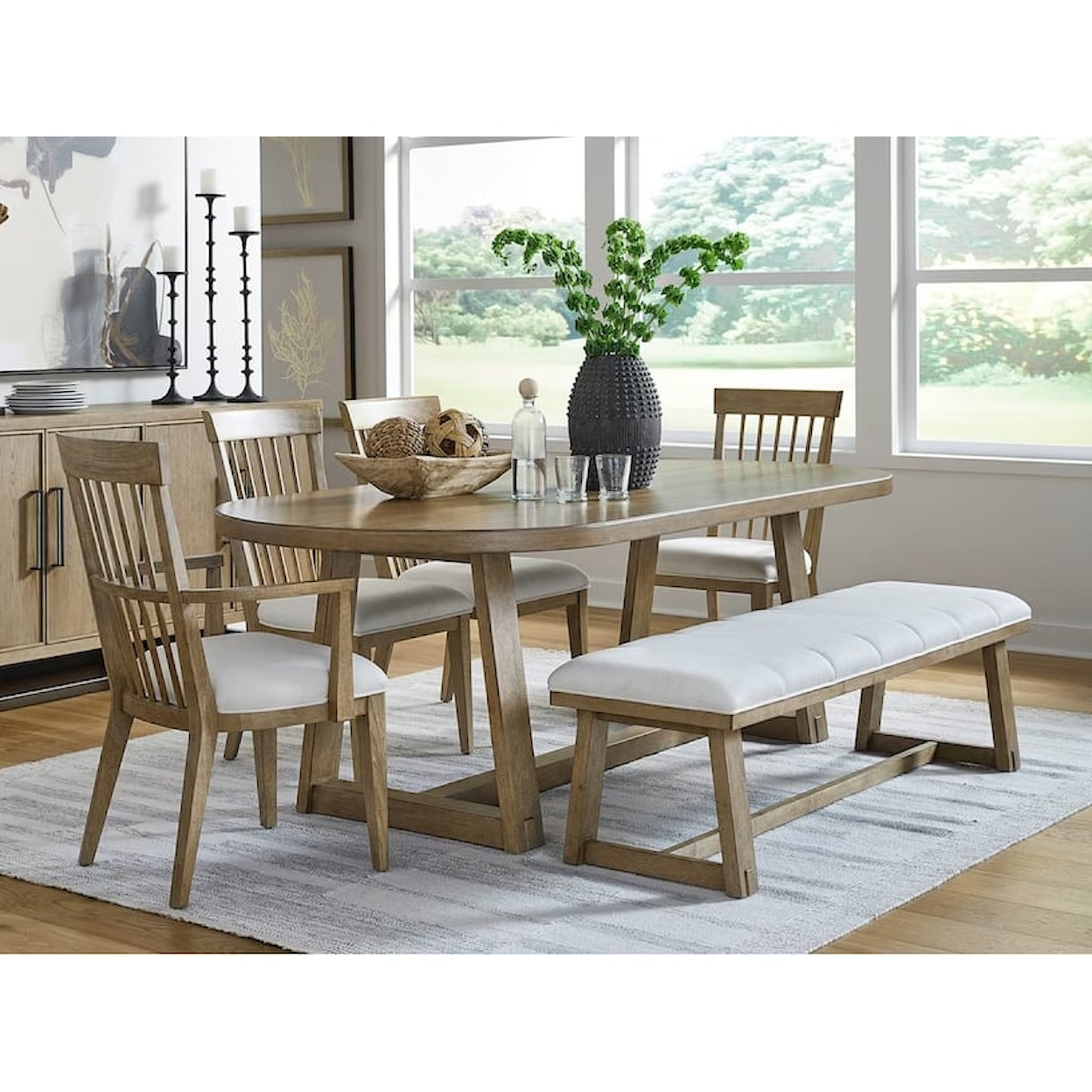 Drew & Jonathan Home Catalina Dining Table, Bench and 4 Side Chairs