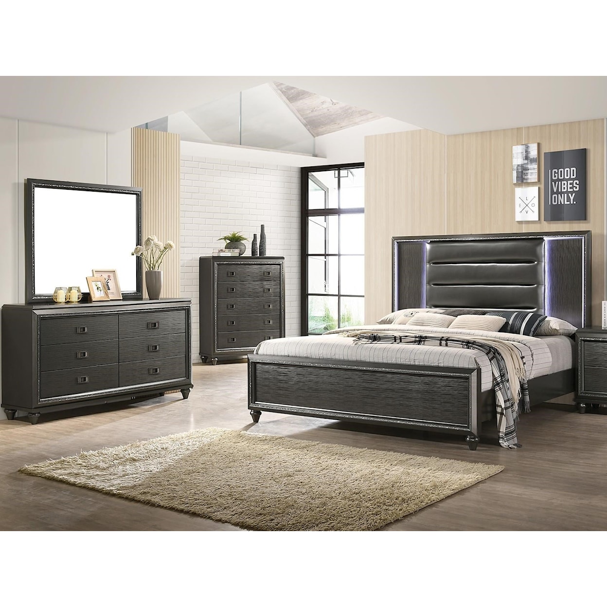 Elements Moonstone Twin 7 Pc Bedroom Group