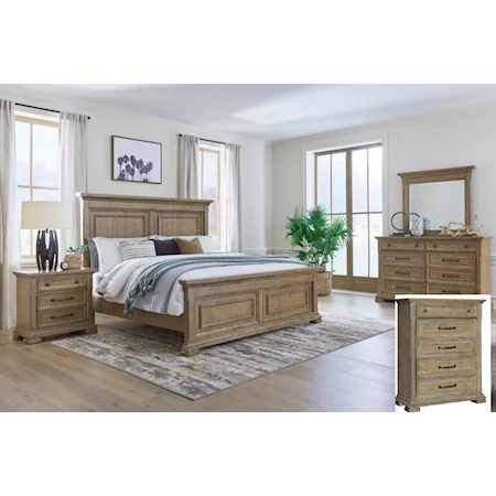 7-PC King Bedroom Group with Dresser, Mirror, Chest, Nightstand and Complete 3-PC King Bed