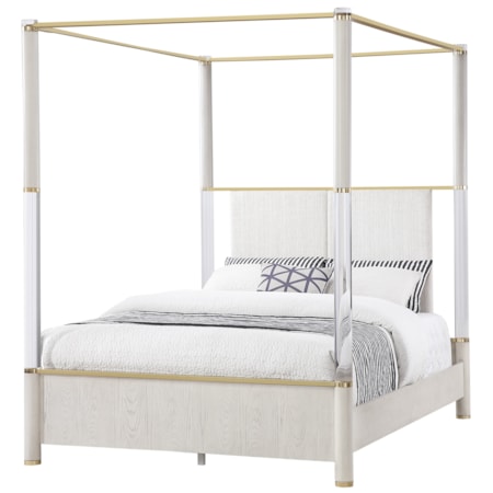 Glam Acrylic Post Queen Canopy Bed