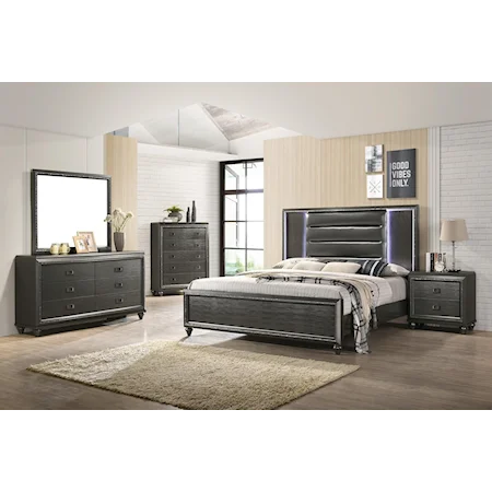 Dresser, Mirror, Chest and Nightstand and Complete 3 Pc Twin Bed