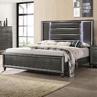 Twin Upholstered Bed with LED Lights