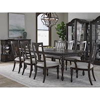 Formal Dining Table with 20" Leaf, 2 Arm and 6 Side Chairs