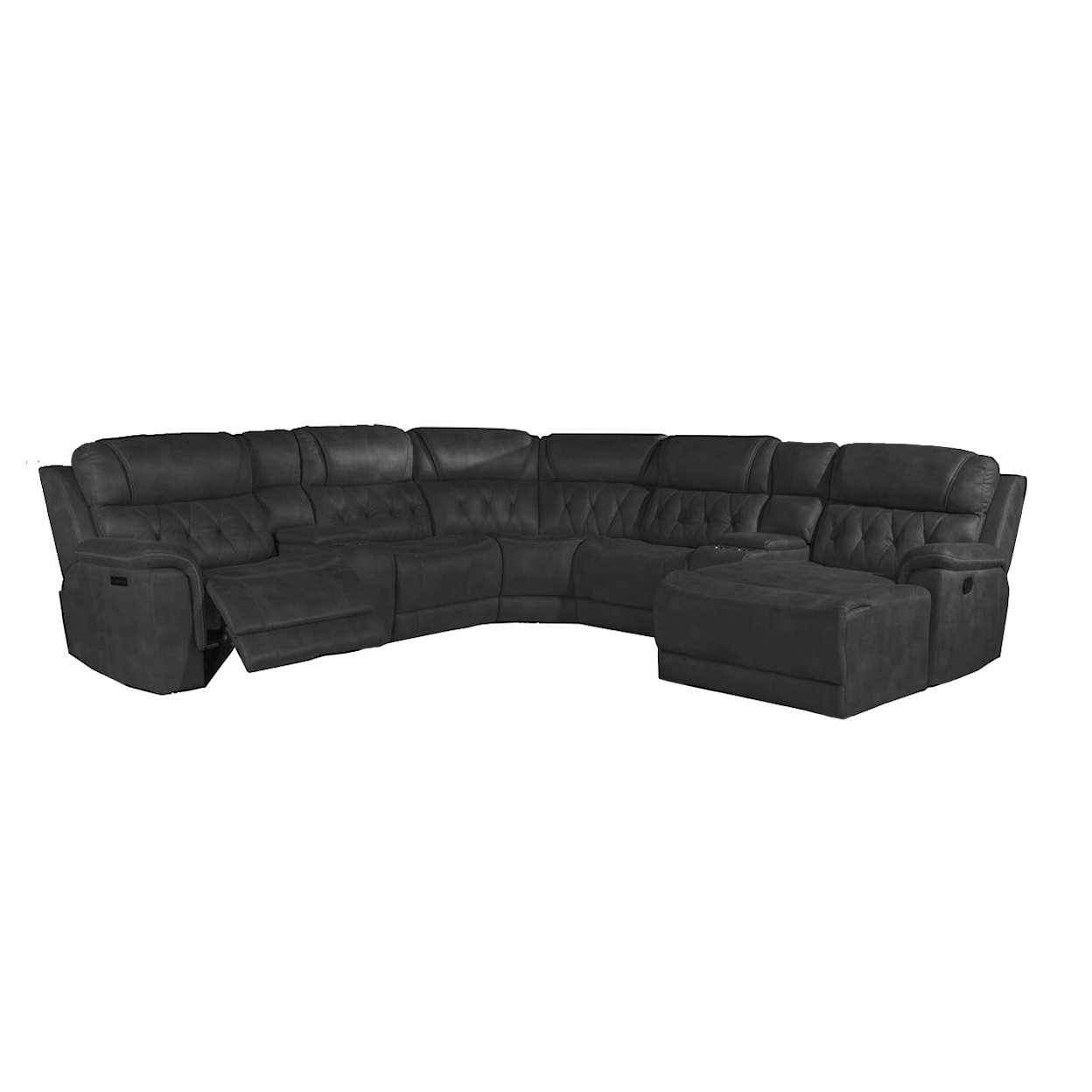 Lifestyle 8024 Mustang Charcoal 7-PC Power Reclining Sectional