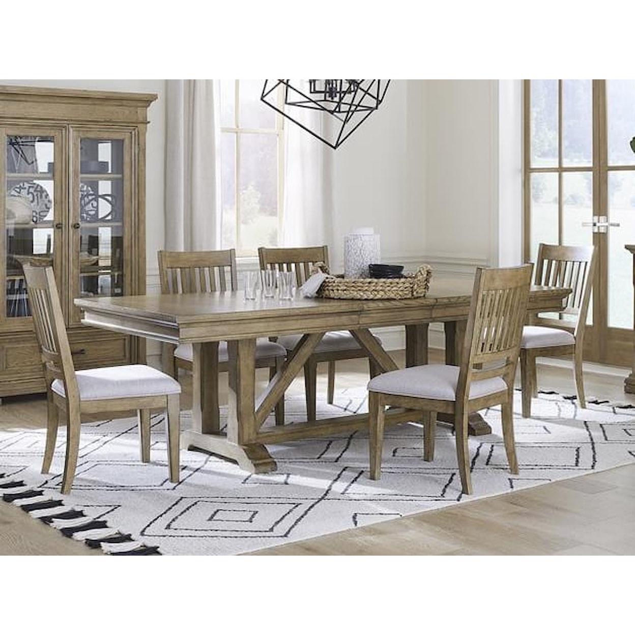 Drew & Jonathan Home Summit Trestle Table with 6 Chairs