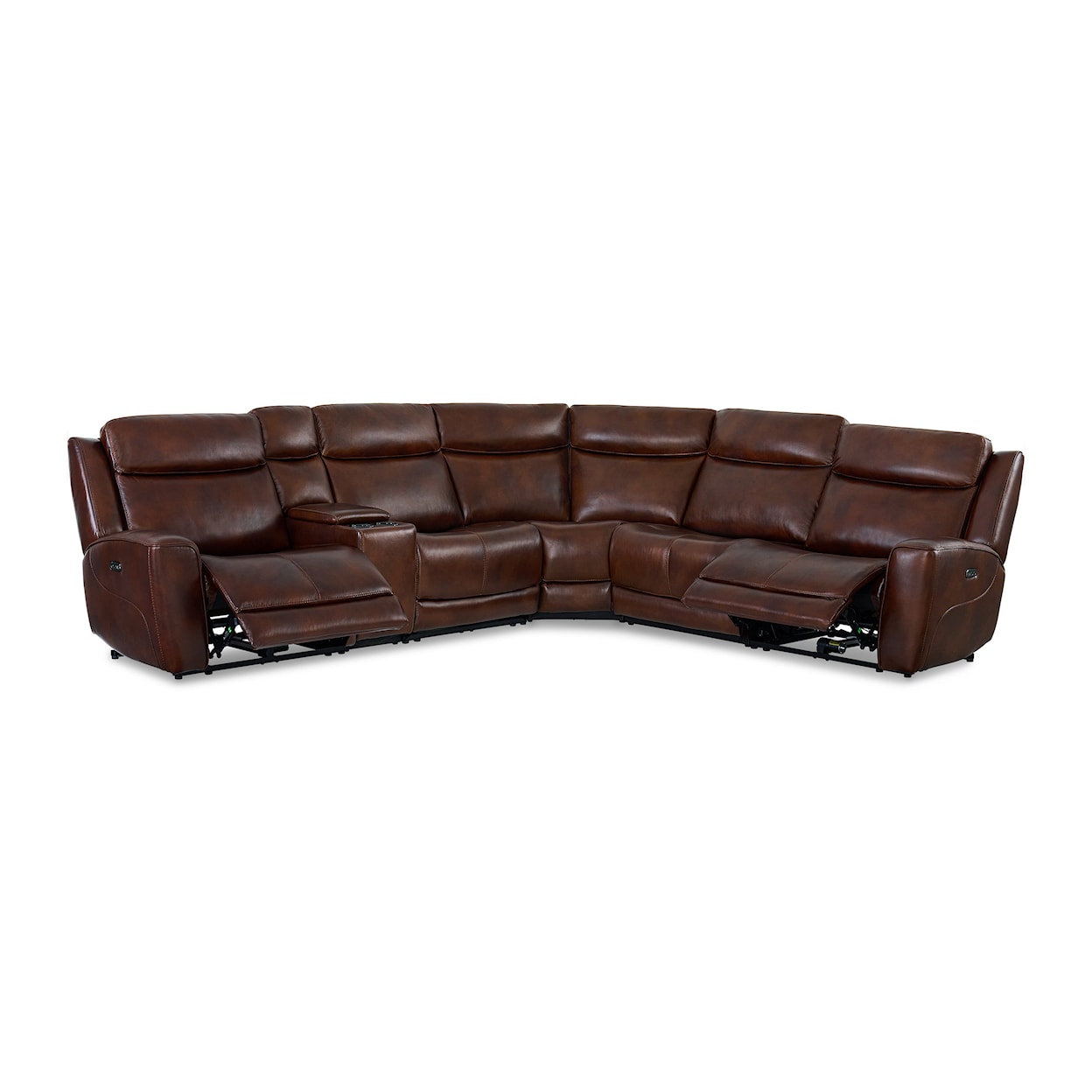 Kuka Home KMT6150 P2 Leather Power Sectional with Adj Headrest