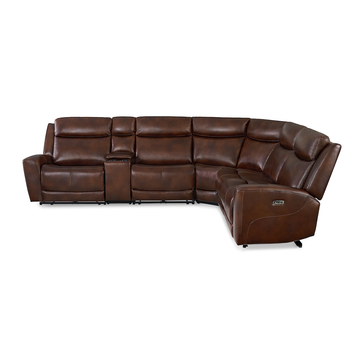 Kuka Home KMT6150 P2 Leather Power Sectional with Adj Headrest