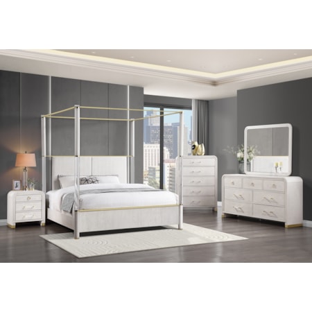 Glam 5-PC Bedroom Group with Quee Canopy Bed