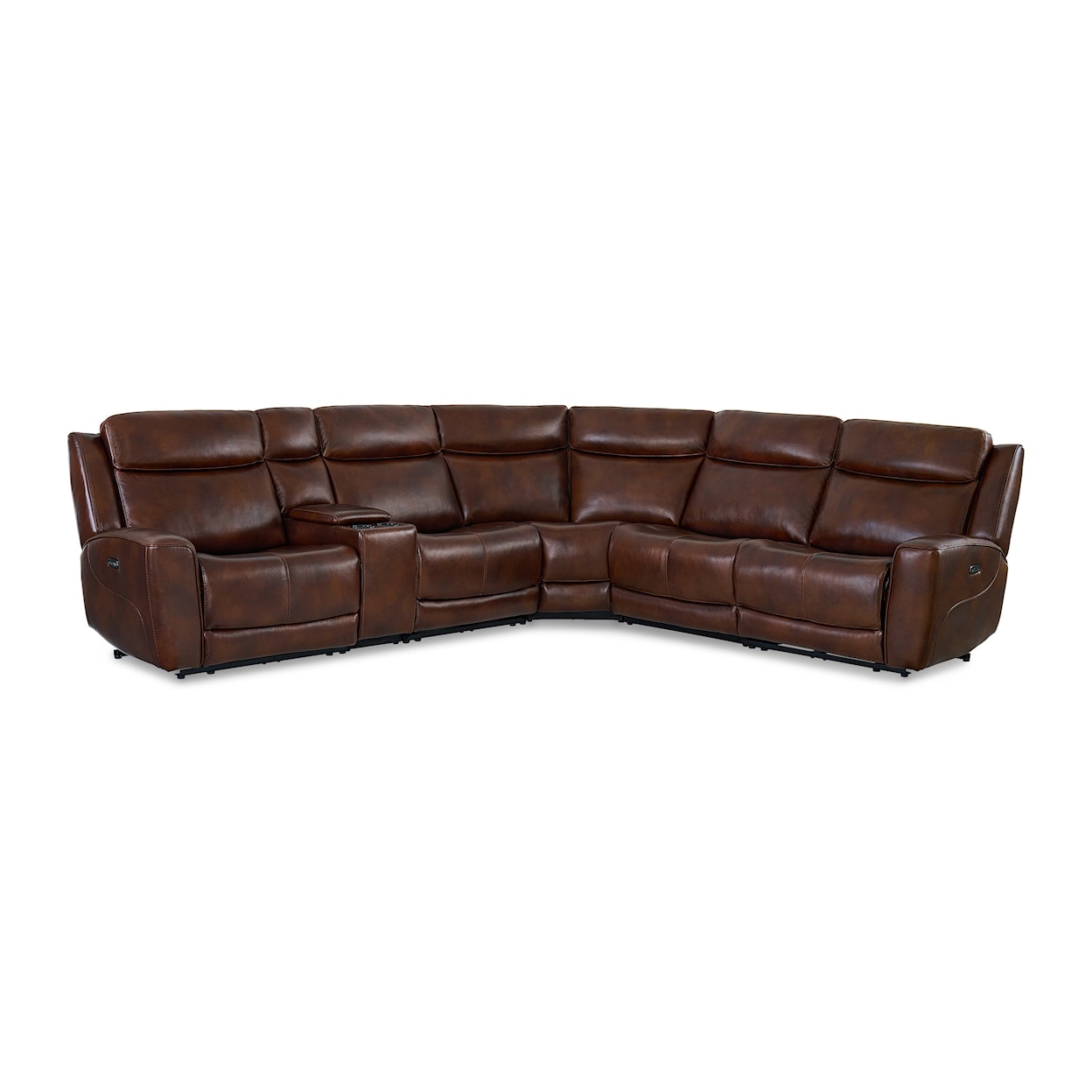 Kuka Home KMT6150 P2 Leather Power Sectional with Adj Headrest