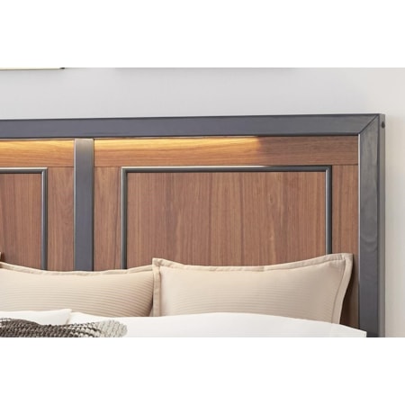 King Panel Bed with LED Lights