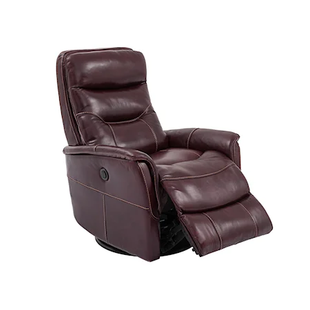 Power Leather Swivel Recliner in Coffee