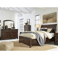 King 5-PC Bedroom Group Including Dresser, Mirror, King Headboard, Storage Footboard and Rails.