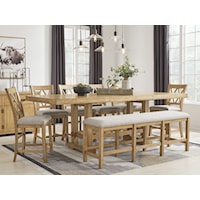 6-PC Counter Height Dining Group with Table, 72" Bench and 4 Chairs