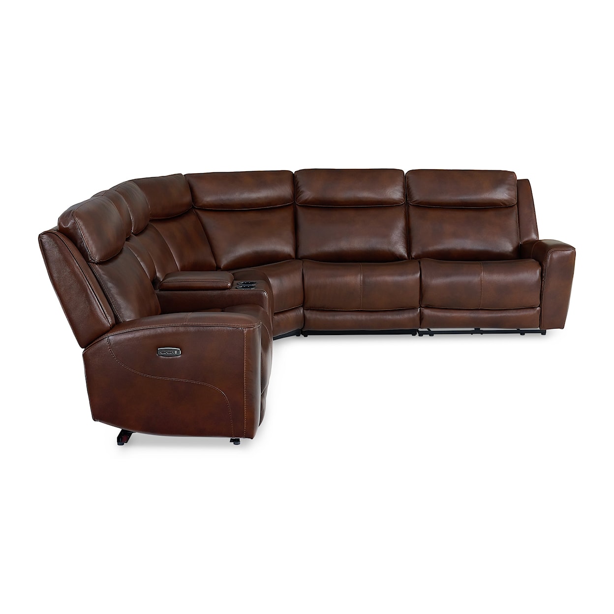 Kuka Home KMT6150 P2 Leather Power Sectional with Adj Headrest