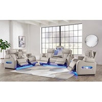 3-PC Power Reclining Living Room Group with LED lights, Heat, & Massage, USB and USB-C Ports, and Adjustable Headrest
