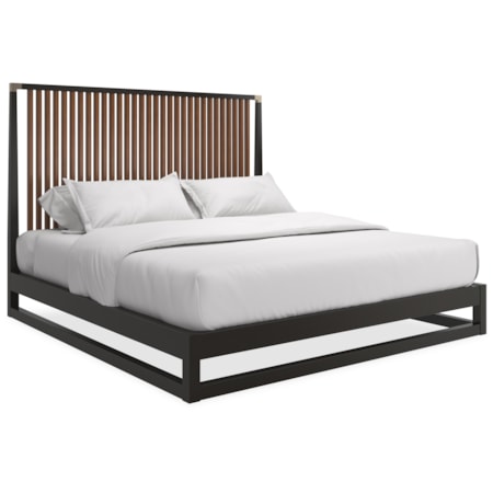 Pinstripe Slatted Bed Dark - Kg