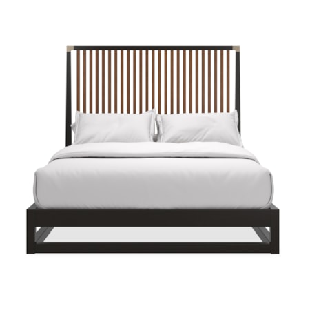 Pinstripe Slatted Qn Bed Dark