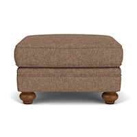 Transitional Upholstered Ottoman with Bun Feet