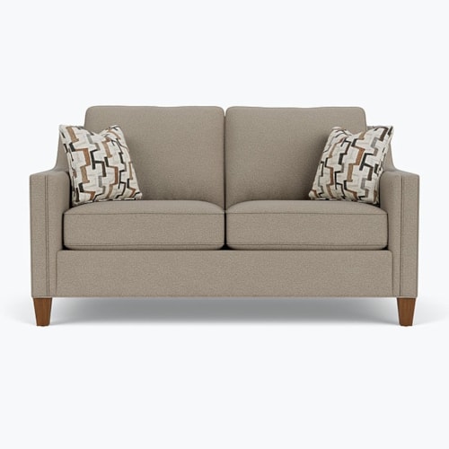 Transitional Loveseat with Tapered Legs