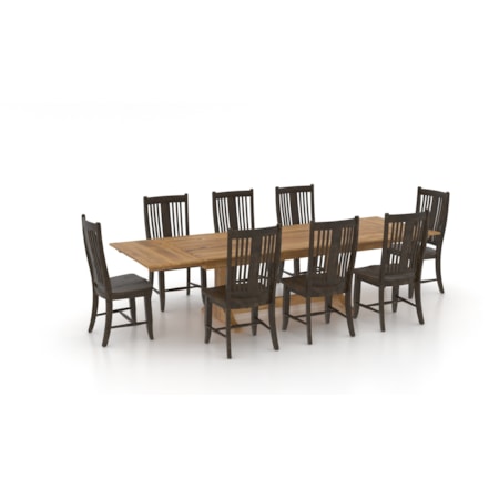 Rustic Dining Set with 8 Chairs