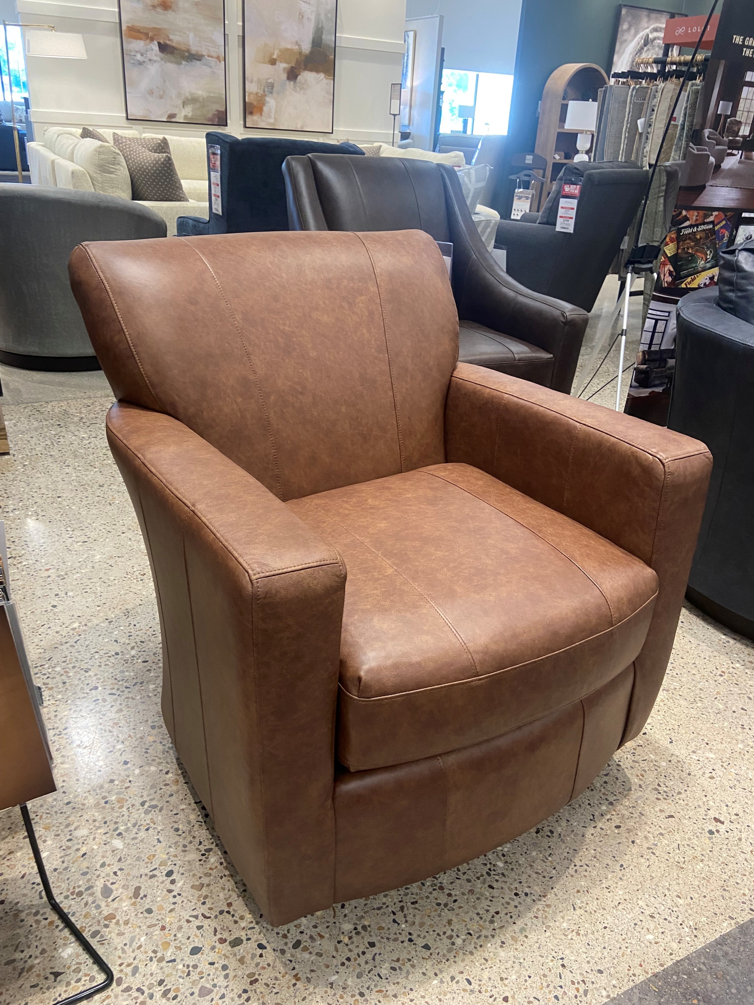 Leather Swivel Glider